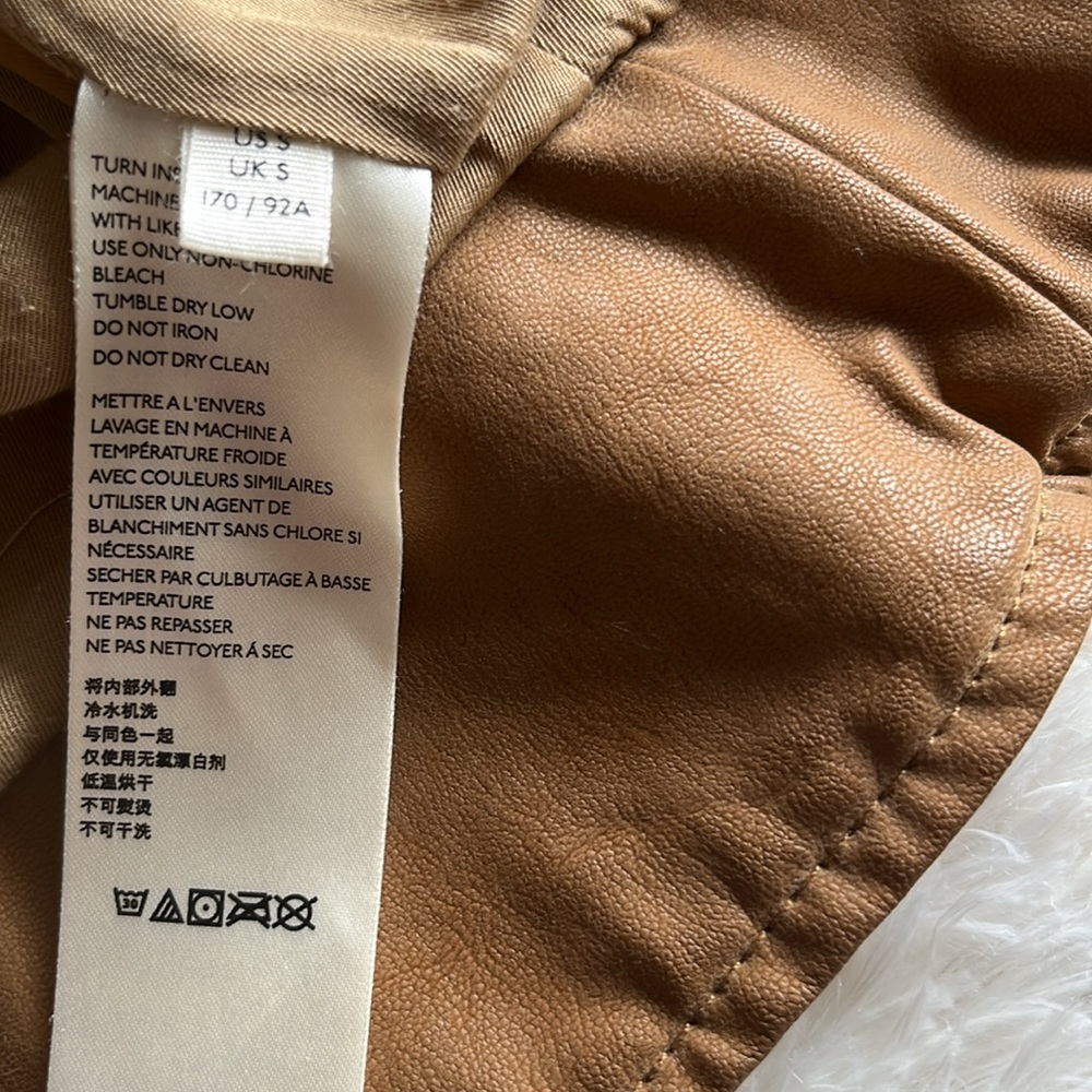 Free People Fenix Vegan Leather Brown Moto Jacket Size Small - Picture 13 of 16